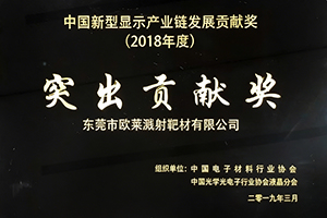 2018年中国新型ディスプレイ産業チェーン発展貢献賞